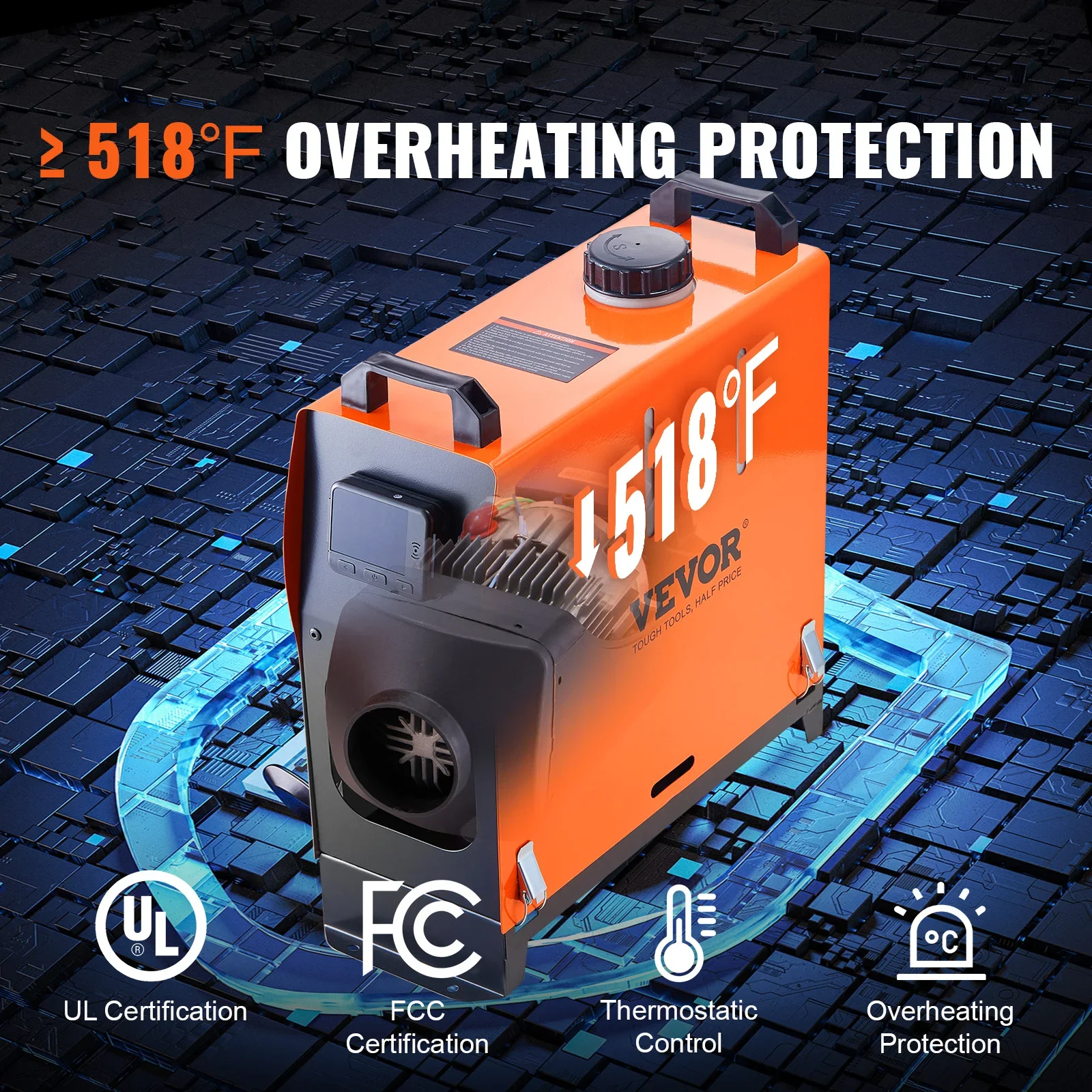 VEVOR Car Heater  Diesel Air Heat 5/8KW 12V With Remote Control LCD Switch Silencer  for Truck Boat RV Parking Auxiliary Heating