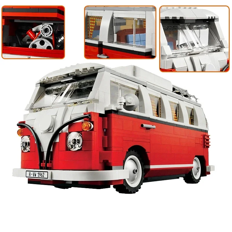 ของเล่นร้อน 1354PCS Volkswagen T1 Camper อิฐ Van รถ Bluding บล็อก High-Tech ไอเดียรถบัสใช้งานร่วมกับการวิเคราะห์ 10220 ของเล่นเด็กของขวัญ