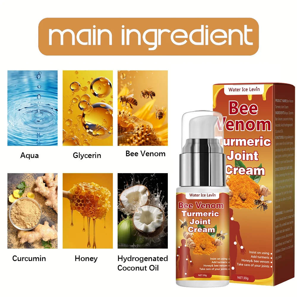 Crema para las articulaciones venomcúrmicas de abeja, hidratante calmante hipoalergénica con miel Natural, glicerina para todo tipo de piel