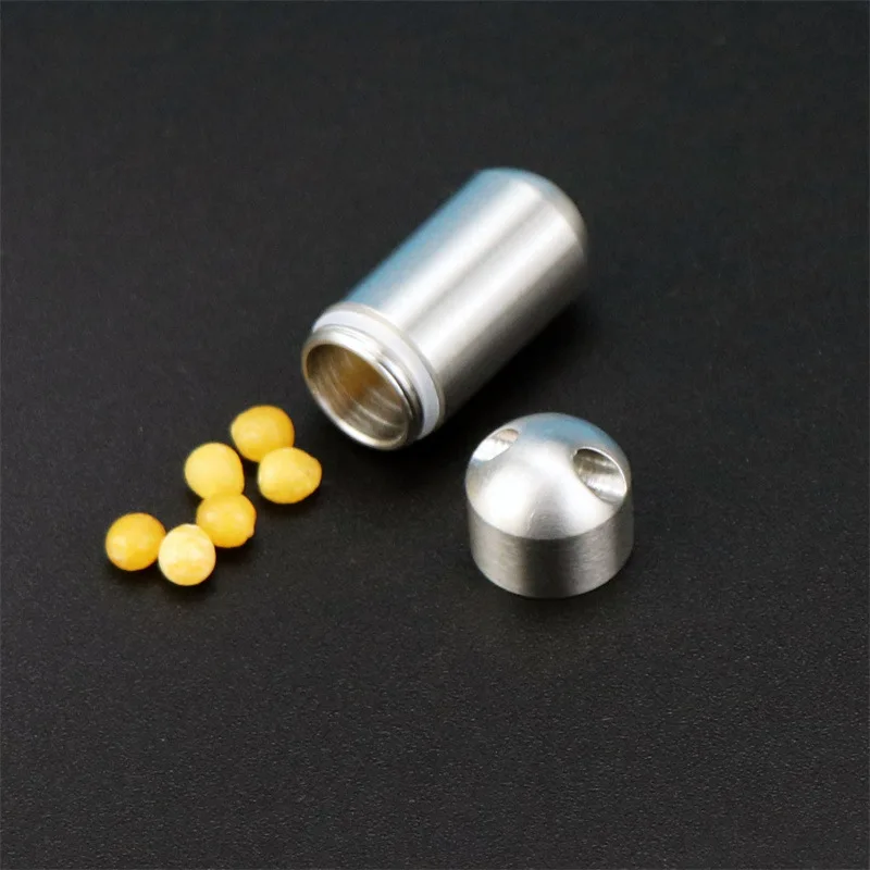 Mini sigillato impermeabile in acciaio inossidabile 304 Contenitore portatile per pillola Contenitore sigillato per piccole parti di utensili Bottiglia di stoccaggio con portachiavi
