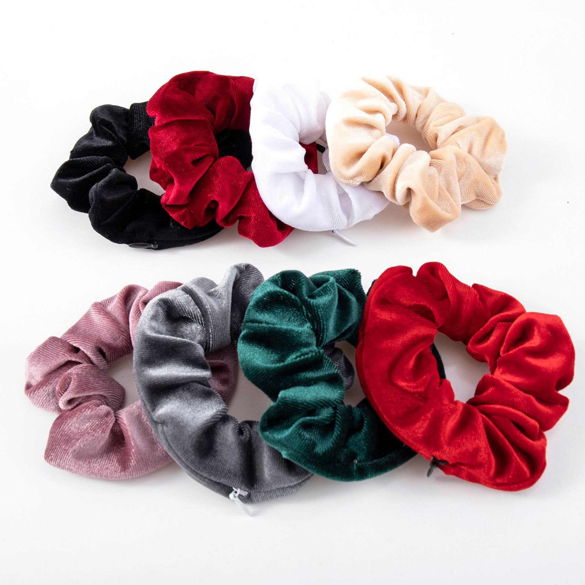 มาถึงซิป Scrunchies ซ่อนหูฟังเงินคีย์ผู้หญิงกํามะหยี่ผม Tie กระเป๋าผมจัดแต่งทรงผม Srunchies เครื่องประดับ