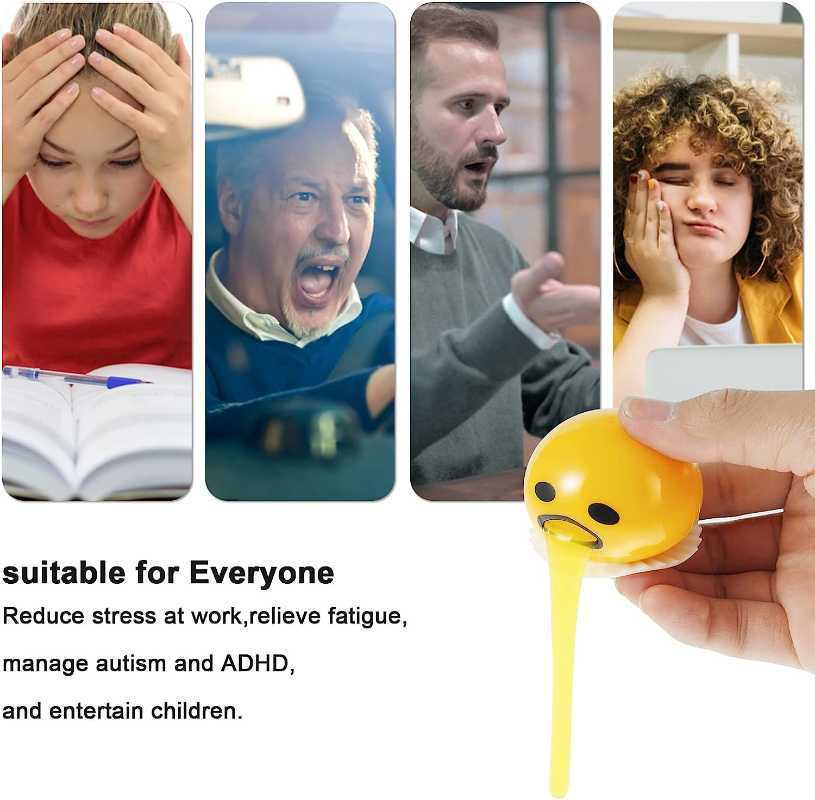 Brinquedo engraçado pegajoso desgustando gema de ovo irmão vômito gema de ovo exército preguiçoso creme de ovo vômito bola descompressão brinquedo engraçado