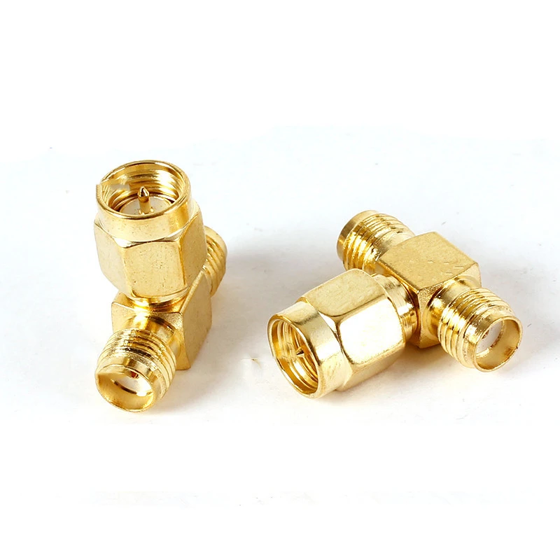 2 uds SMA a SMA adaptador SMA macho hembra a macho hembra RP SMA recto 3 vías ángulo recto 90 135 grados conector RF para antena