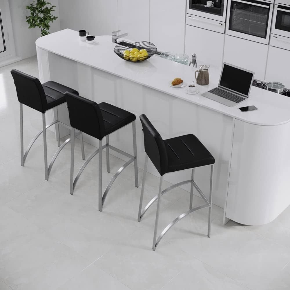 Lynx Bar Stool with Metal Base - Black