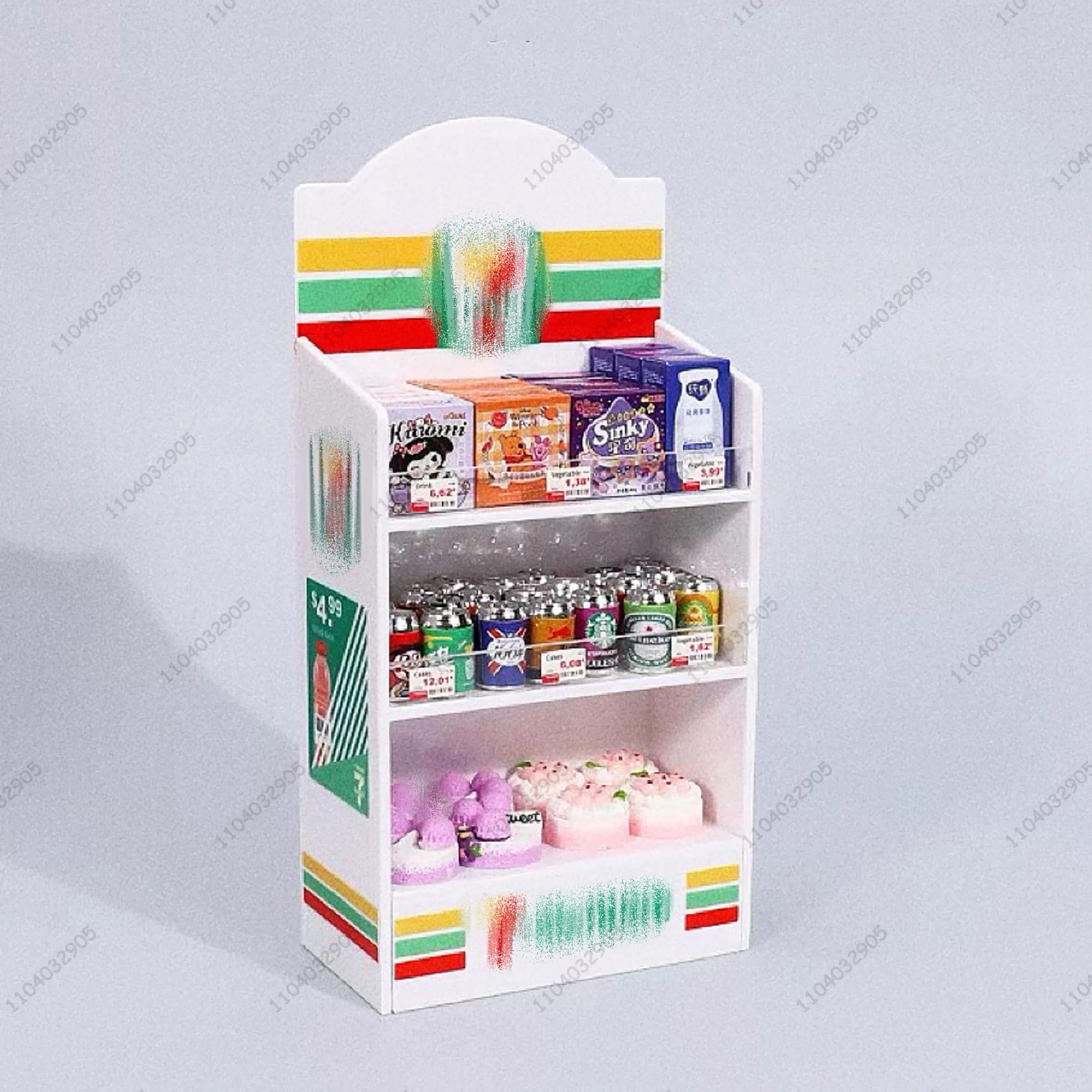 Miniature Shop Furniture Fridge Freezer Shelf Cool Drink Food Items Toy Mini Handcraft Dollhouse Simulation Scenario Display