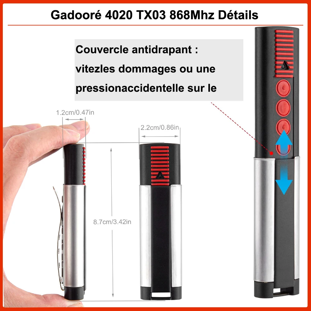 Gadoore SM4020 TX03 868Mhz Télécommande de Porte de Garage Sommer 4020 TX03 868-4 Télécommande de Porte de Garage Code Roulant 868Mhz Compatible avec 868,8 MHz Sommer 4020 TX03-868-4, 4026 TX03-868-2