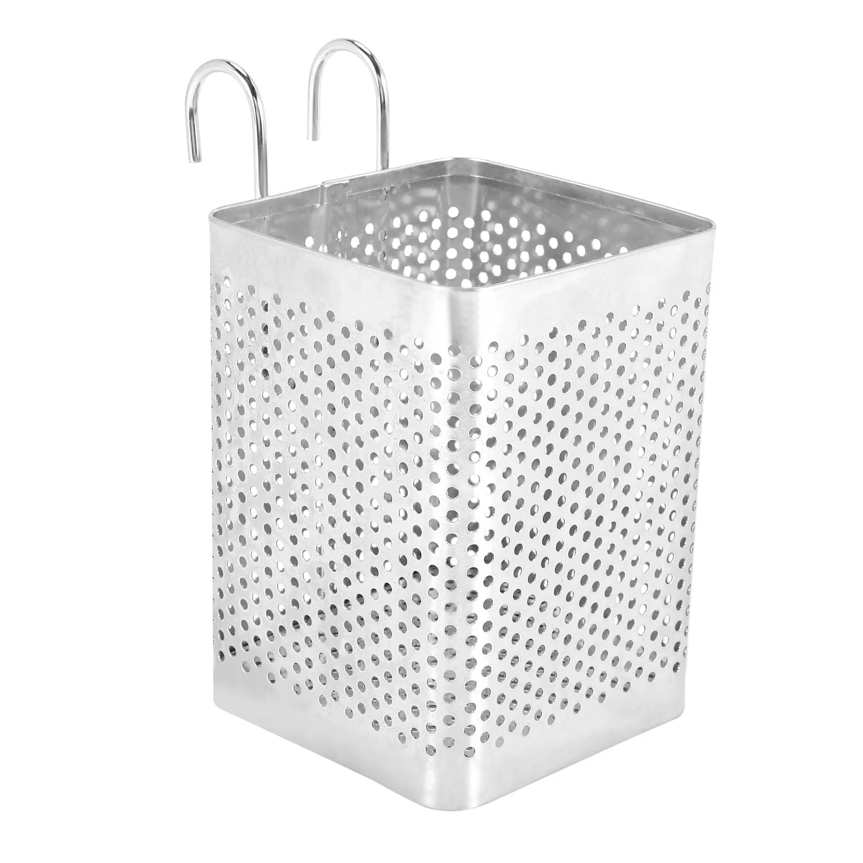 BABQ Porta bacchette in acciaio inossidabile Posate sospese Cestino per asciugare Stoviglie Scolapiatti con ganci Utensile da cucina(B)