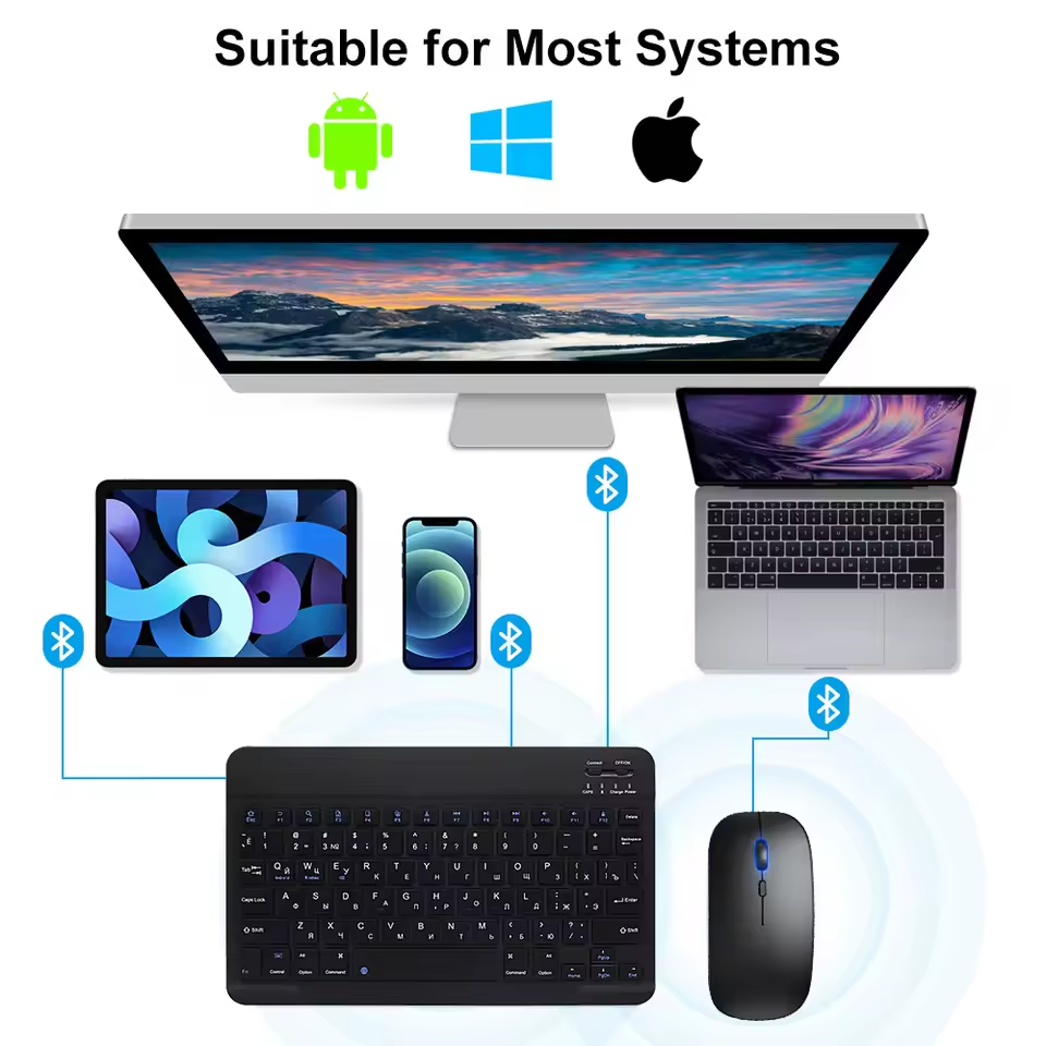 2025 New Bluetooth Wireless Keyboard Mouse For IOS Android Windows Tablet For iPad Mini Pro Keyboard Multi functional operation