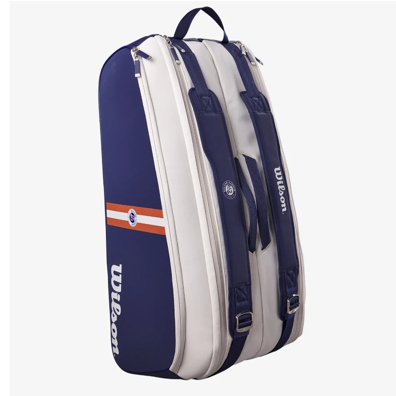 Wilson Roland Garros 9-Pack กระเป๋าเทนนิส 3 ช่อง French Open Super Tournament กระเป๋าไม้เทนนิสขนาดใหญ่พร้อมฉนวนกันความร้อน