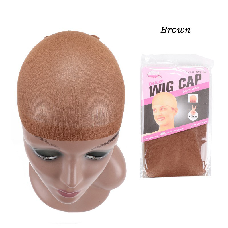 Yajukai Nieuwe Kous Cap Voor Pruiken 2 Stuks Goedkope Haarnet Voor Pruiken Kaal Cap Beige Bruin Nylon Kous Pruik cap Rekbare Haar Cap