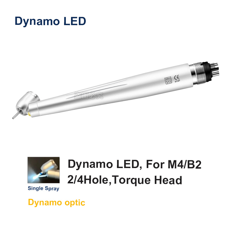 ทันตกรรม 45 องศา LED Handpiece ความเร็วสูง E-เครื่องกําเนิดไฟฟ้าแบบบูรณาการ PUSH ปุ่ม Handpiece เดี่ยวสเปรย์น้ํา LED LIGHT