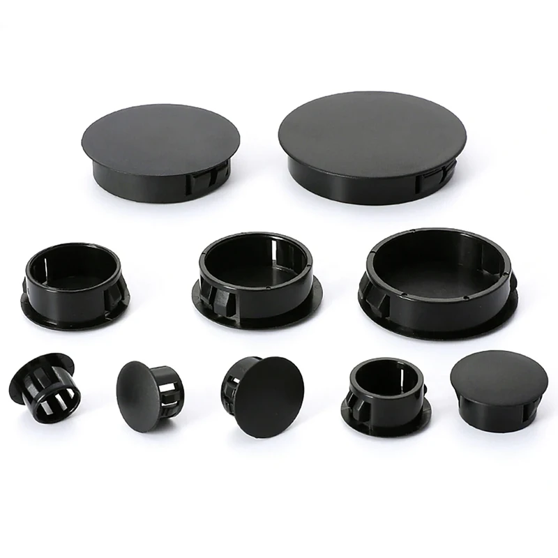 Black Plastic Hole Plug Snap-on Cover Dust Caps  Furniture Screw Hole Cover Tube Pipe Inserts Plug Bung