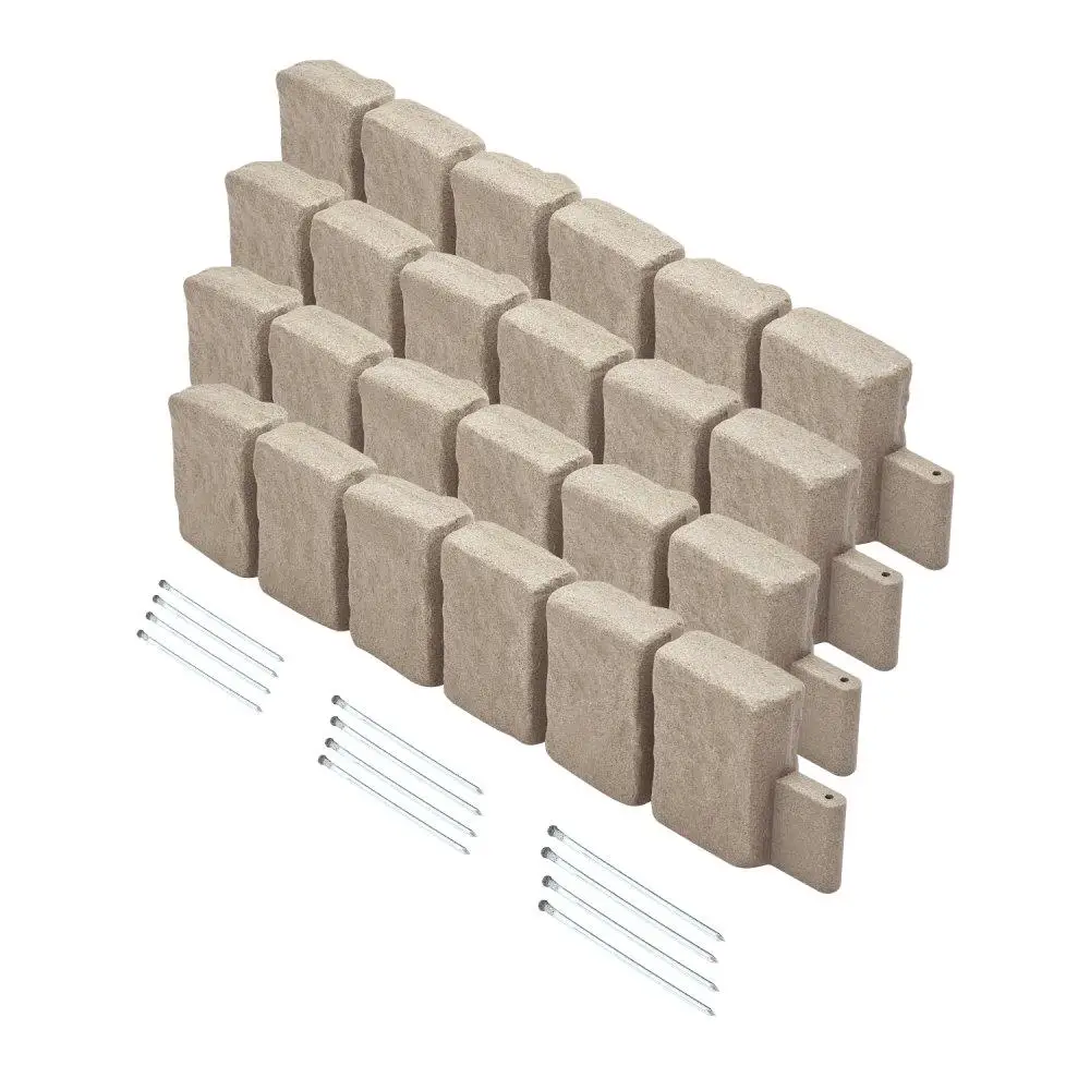 Garden Fake Stone Lawn Edging Border Durable No Dig Fade Resistant Landscape Decor 47.2x9 Inch Outdoor Edge Design