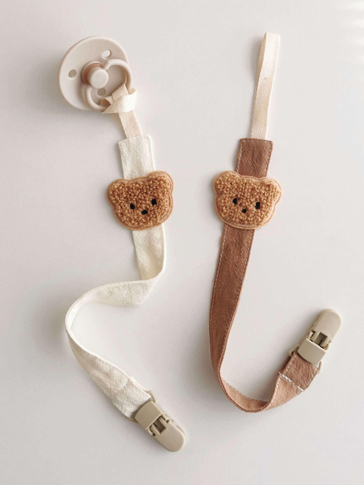 1 pz simpatico orso clip a catena per ciuccio per bambini, clip per ciuccio per cartoni animati anticaduta, giocattolo per bambini anticaduta, clip a catena lavorata a maglia, regalo per neonato