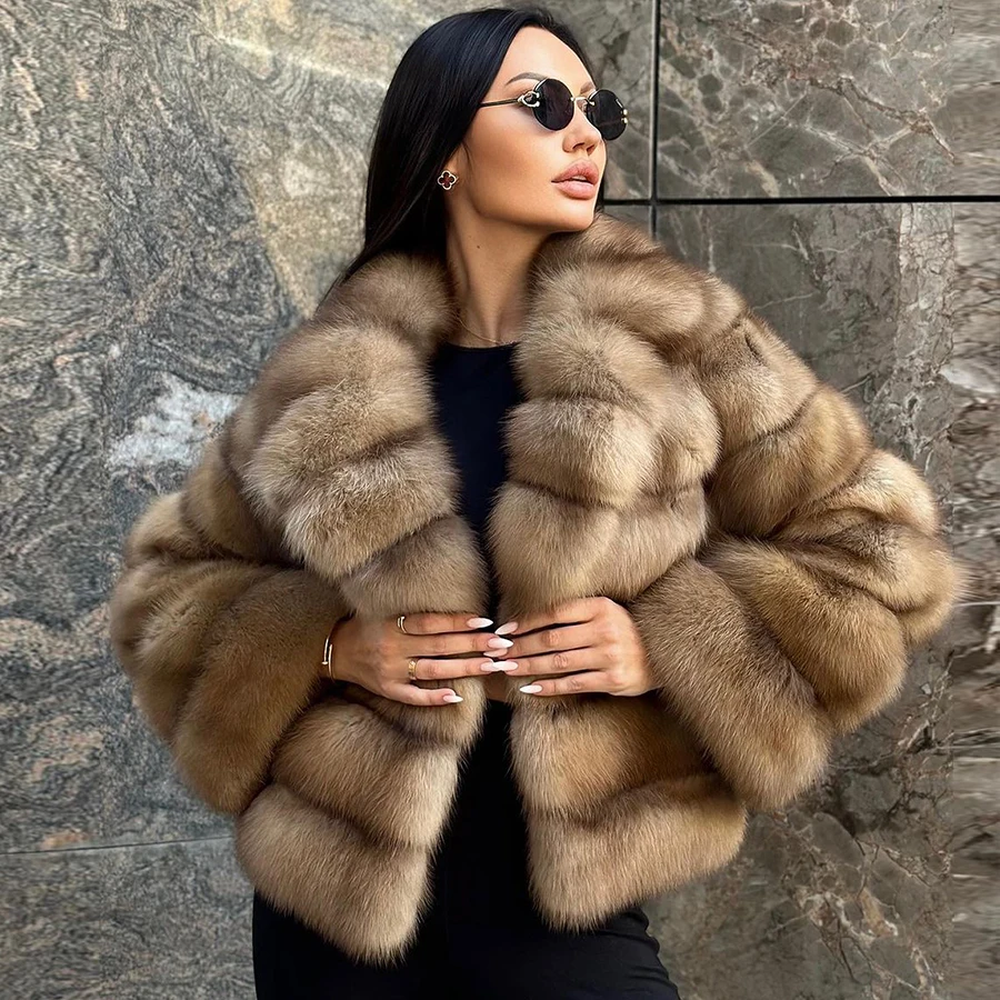 Frauen Kleidung Echte Fuchs Pelz Jacke Natürliche Fuchs Pelz Flauschigen Mantel Revers Luxus Marken Frauen Kurze Echt Pelzmantel