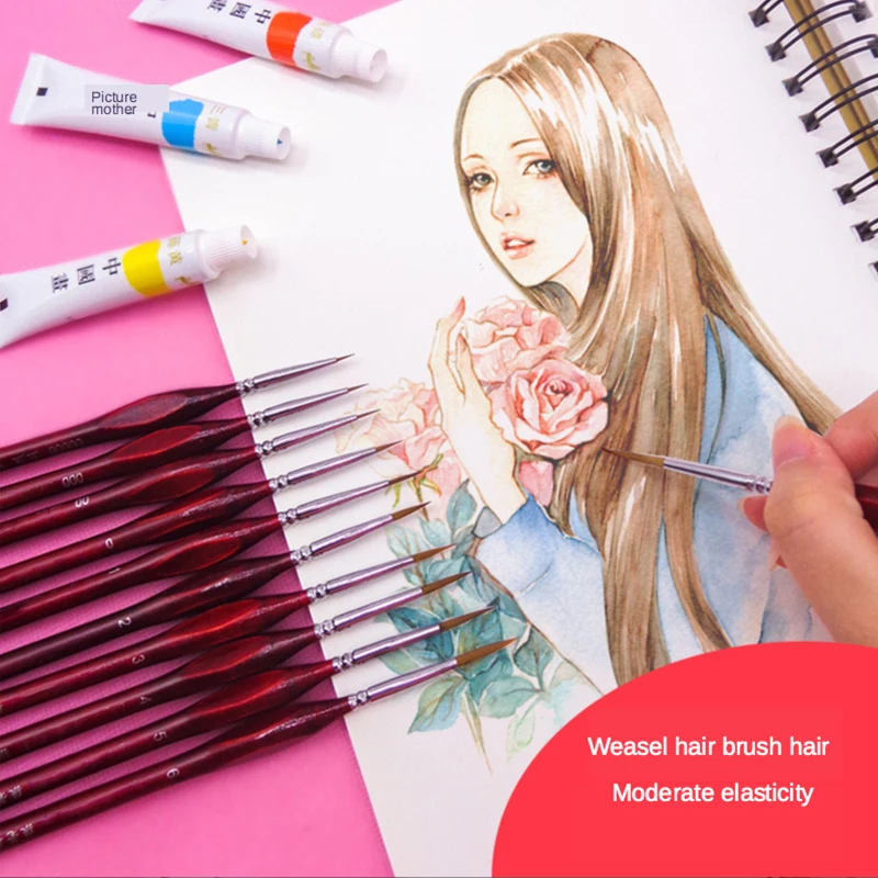 Chồn Tóc Tam Giác Bạch Dương Thanh Mỹ Móng Sinh Viên Nghệ Thuật Đặc Biệt Đường Vẽ Gouache Màu Thì Dầu Đầu 4 Màu Móc dòng Bút