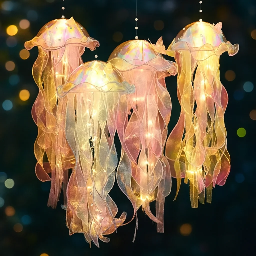 Lampe LED suspendue en forme de méduse dégradée, veilleuse colorée faite à la main, pour décoration intérieure et extérieure de jardin, Festival