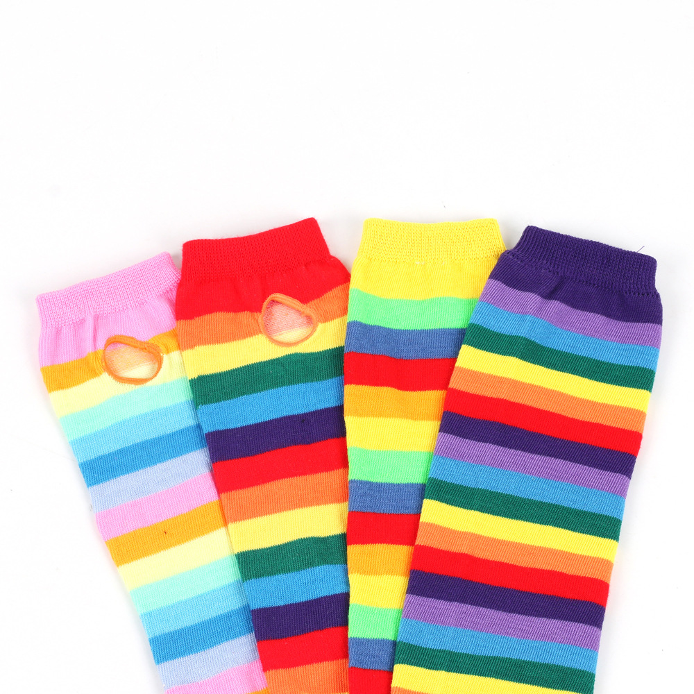Regenbogen Langarm Frau Winter Armstulpen Stricken Manschetten Handschuhe Bunte Gestreifte Ärmel Urlaub Party Arm Abdeckung Cosplay Handschuhe