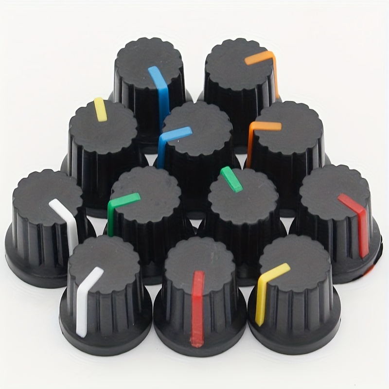 30 ピース/ロット WH148 ポテンショメータノブ 15X17mm 6 ミリメートルポテンショメータプラスチックノブキャップ 5 色黄オレンジ青白赤