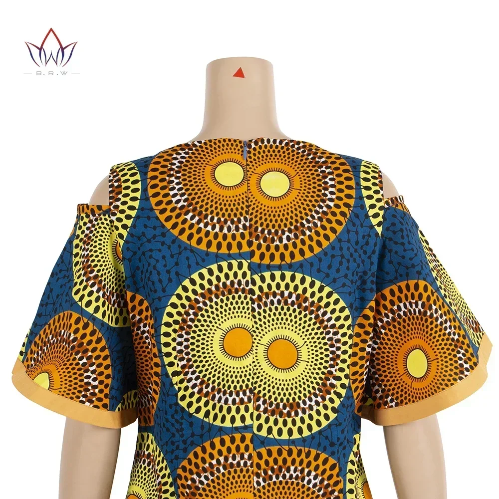 Robes africaines en coton pour femmes, imprimé Dashiki, manches courtes, col rond, robe crayon de bureau, WY2353