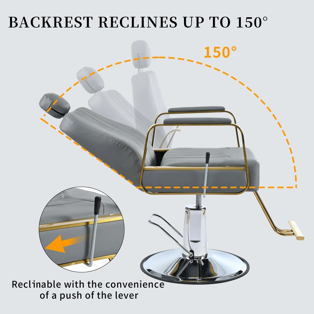 Barber Chair, Heavy Duty Salon Chair, Height Adjustable Hydraulic Barbershop Chair, 360° Rotation, Multi-Function Shampoo Chair