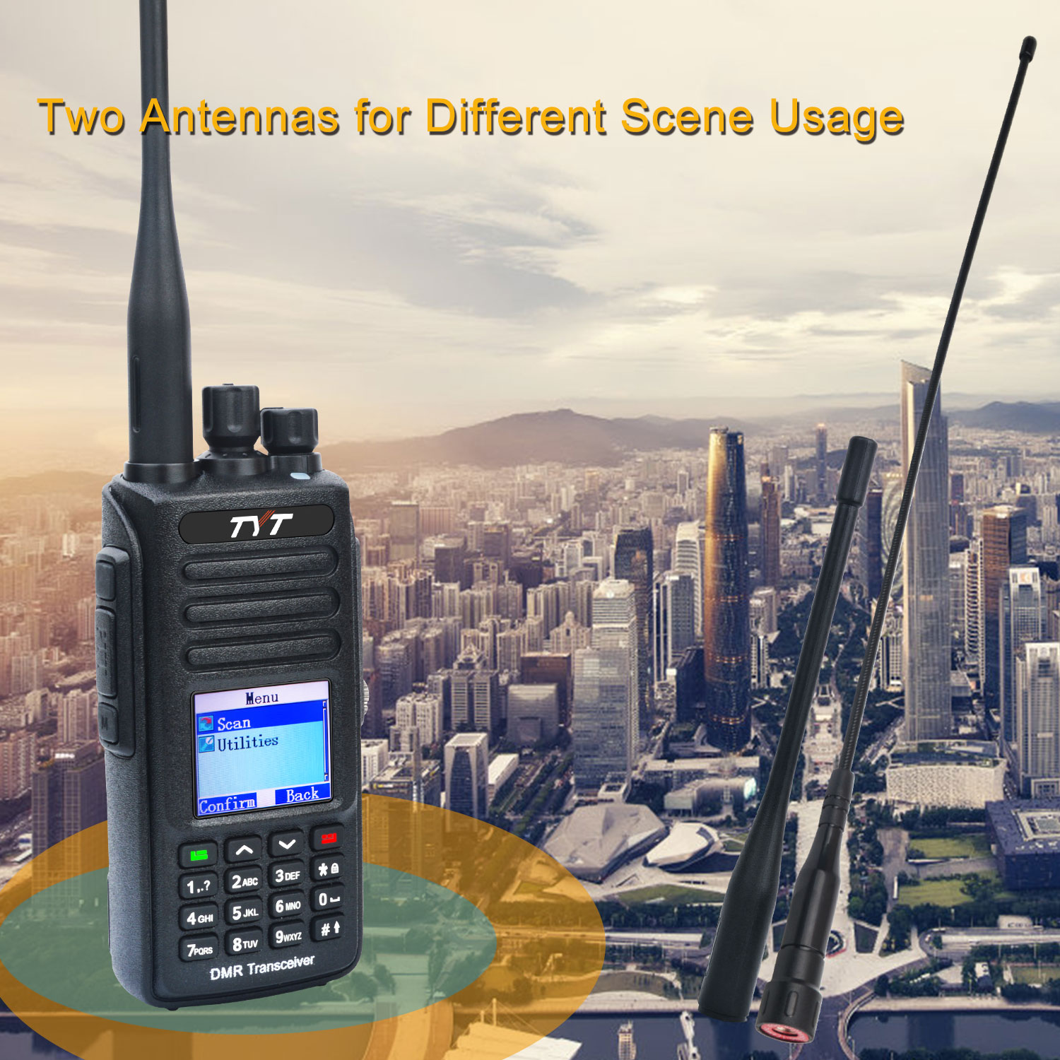 TYT MD-UV390 10W IP67วอล์คกี้ทอล์คกี้ VHF UHF Dual Band การเข้ารหัส AES256 DMR Digital walkie talkie พร้อมแบตเตอรี่2800mAh USB-C