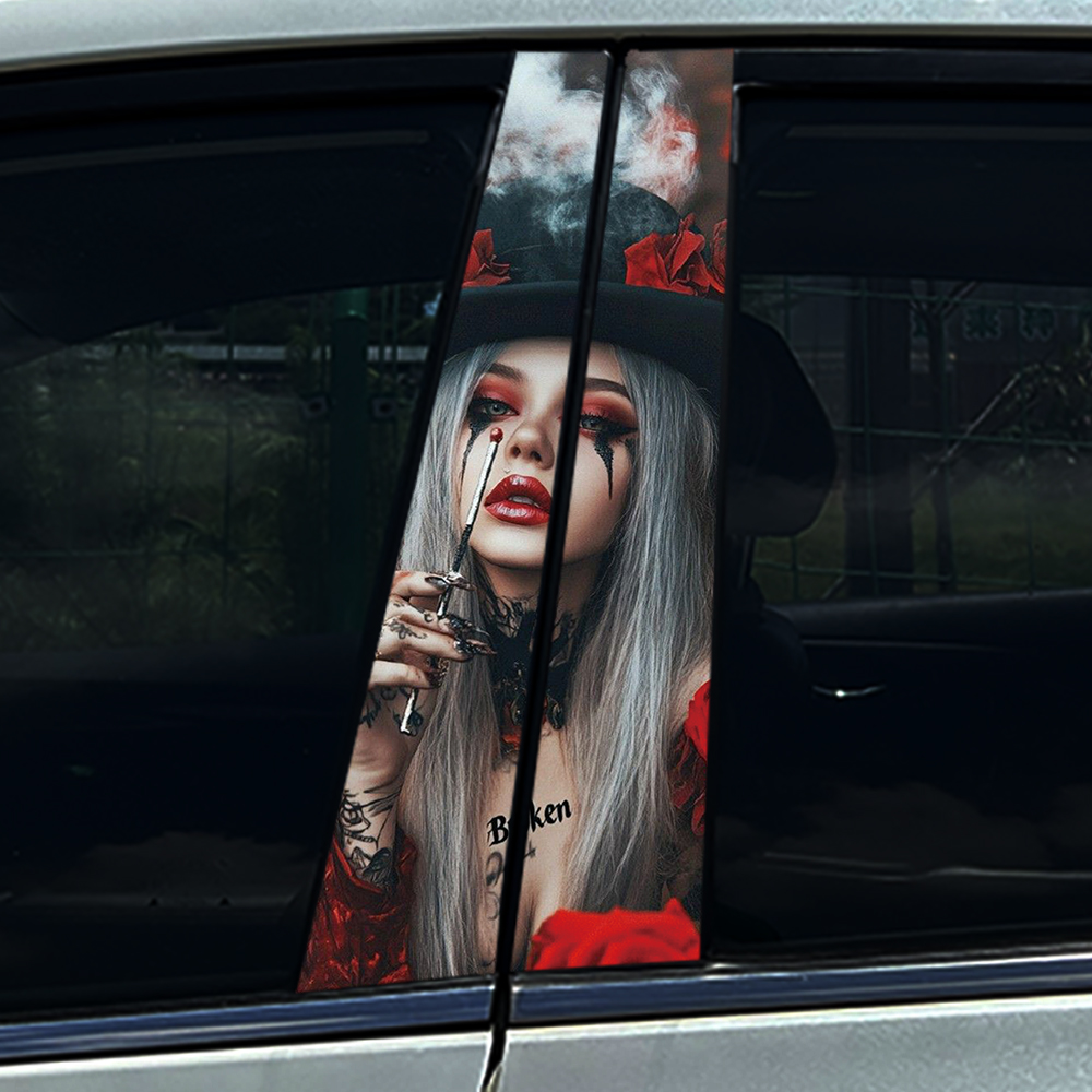 Stiker Pilar B Gadis Wanita Gotik Dekorasi Kolom Tengah Mobil Penutup Goresan Stiker Tahan Air Aksesori Mobil