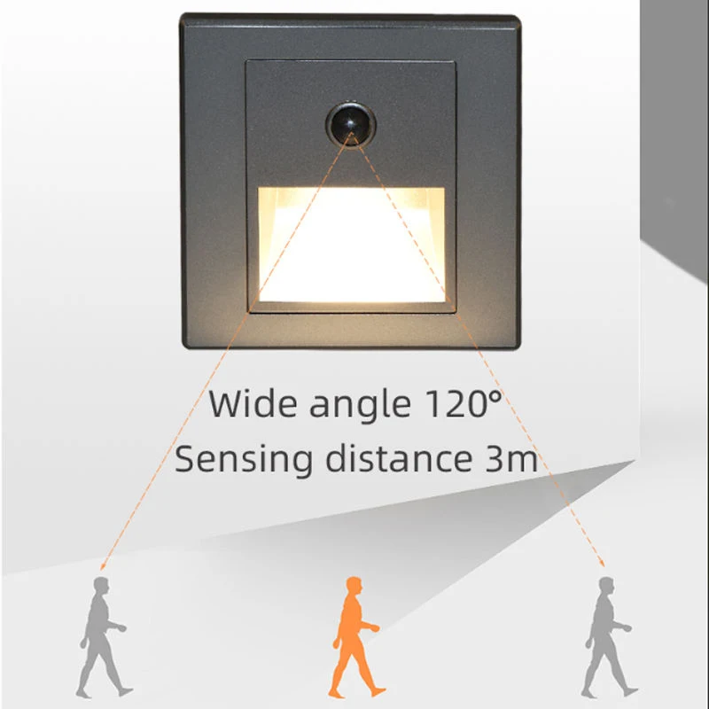 Luces de escalera con Sensor de movimiento infrarrojo, lámpara de pared para escaleras interiores y exteriores, luz LED empotrada de 3W para decoración de escaleras y dormitorios