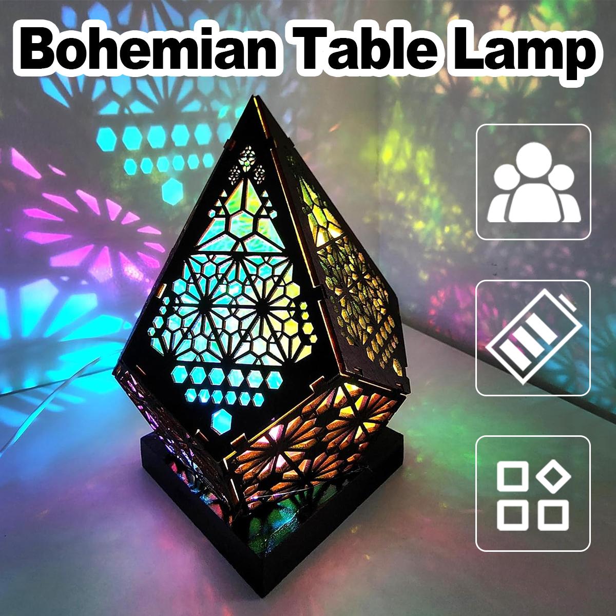 Usb Bohemian LED Projektionstischlampe Licht Schlafzimmer Projektor für Nacht Holzboden Schreibtisch Dekorative Dekoration Stehleuchten