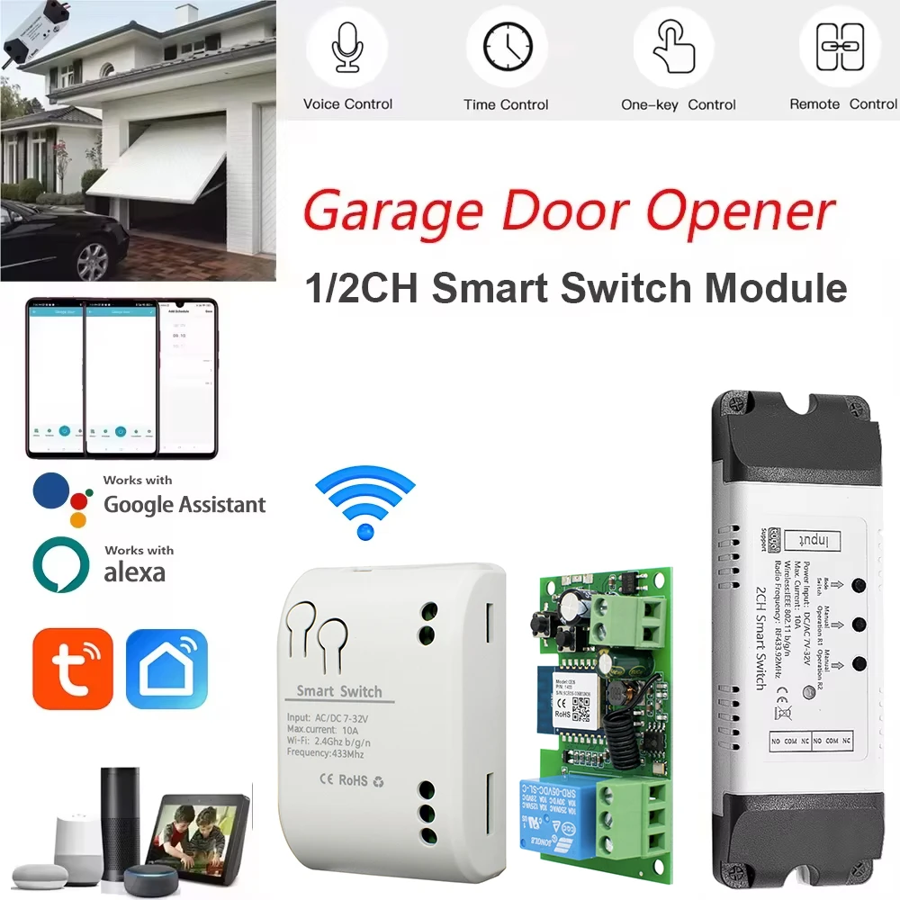 Tuya SmartLife WIFI контроллер открывания гаражных ворот умный переключатель вкл. выкл. релейный модуль открытия ворот голосовое управление Alexa Google Home