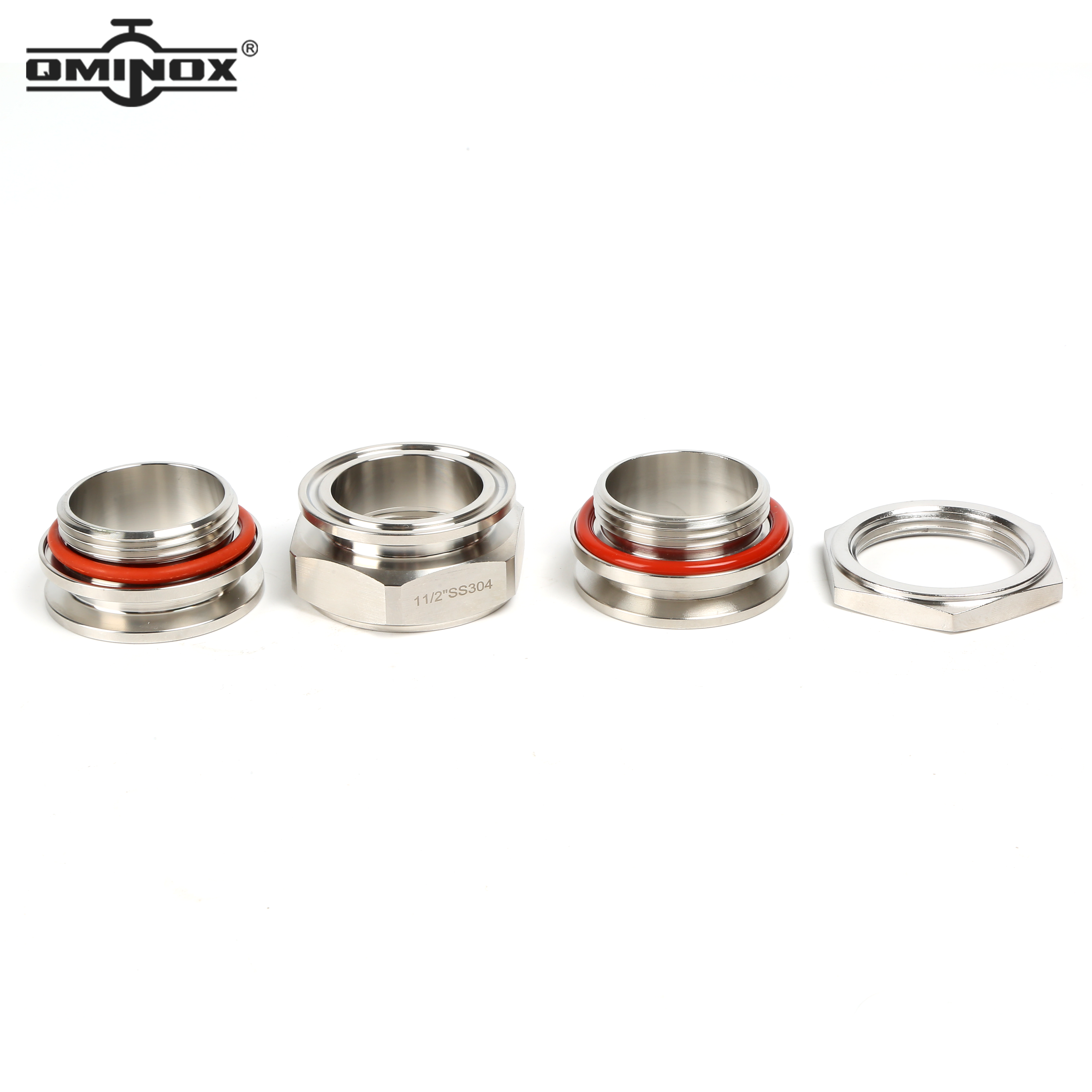 QMINOX SS304 accesorios de mamparo sin soldadura 1,5 "/2" Tri abrazadera hervidor entrada salida casero tanque de agua tri abrazadera accesorios de conector