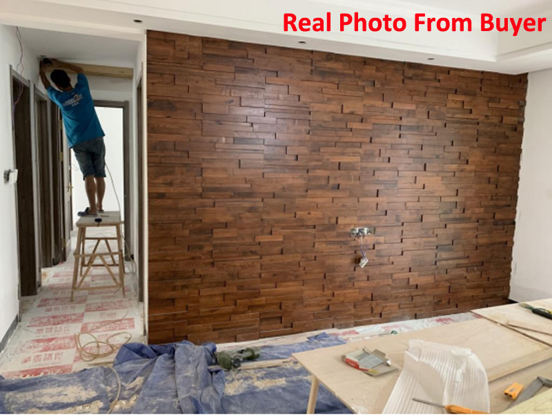 2 unids/caja paneles de pared acústicos de madera para pared Interior, 90x24cm roble blanco Natural Solid3D mosaico de madera fondo de azulejo decorativo