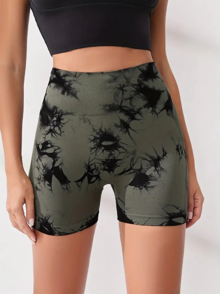 Tie Dye Multi Color Sports Shorts, High Waist Butt Lifting Training Shorts, Running Cycling Pants, Women's Activewear
