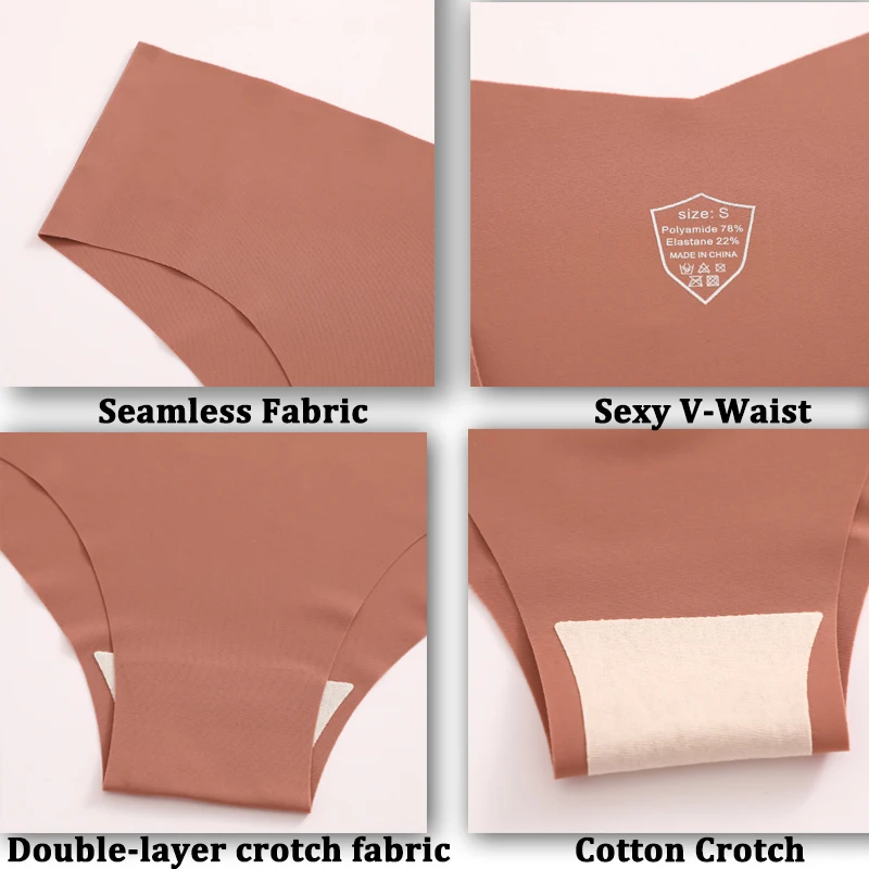 Bragas sin costuras para mujer, ropa interior Sexy con cintura en V, 10 colores sólidos, bragas sin rastro de seda helada, lencería íntima transpirable para mujer 4 piezas