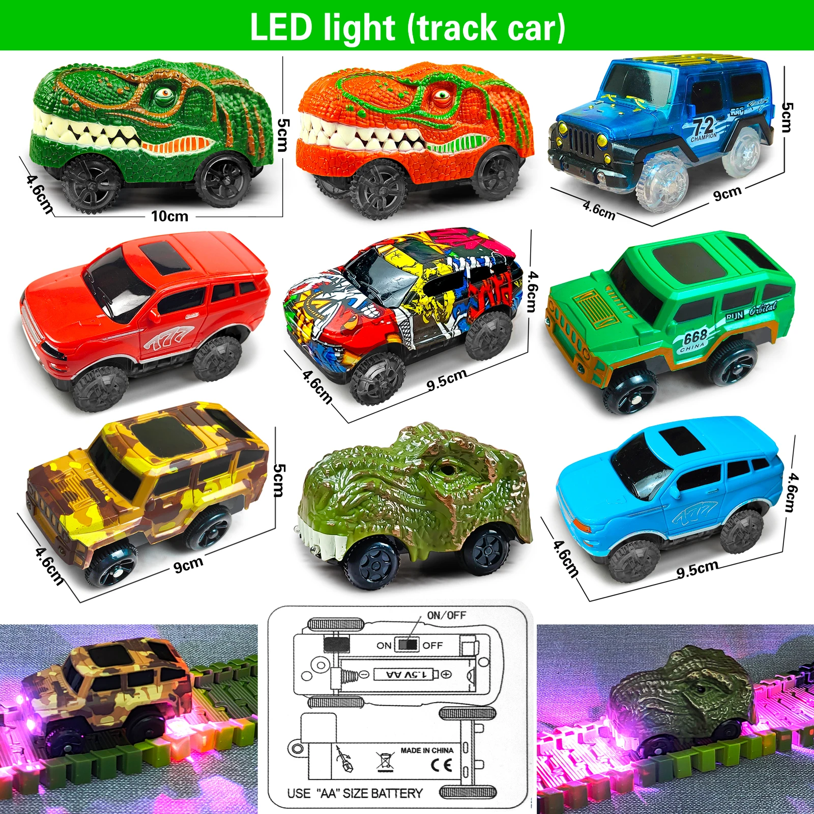 マジカルトラックレーシングカー LED ライト付き DIY プラスチックレーシングトラック暗闇で光るクリエイティブギフトおもちゃ子供のため