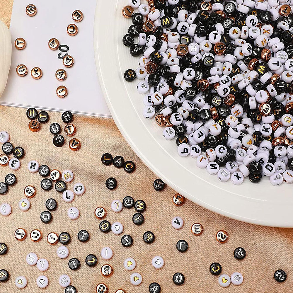 700pcs 7 색 라운드 편지 구슬 DIY 목걸이 팔찌 (7x4mm) 만들기 보석에 대 한 아크릴 알파벳 번호 구슬