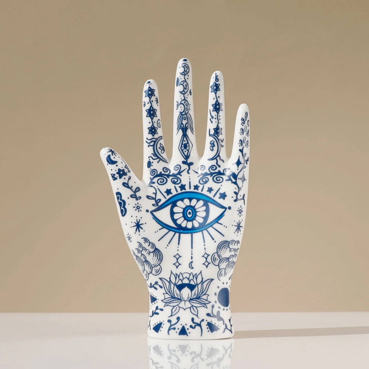 SIQIZHOU Devil's Eye of Fatima เครื่องประดับ Holde เซรามิค Mannequin Hand Stand ออกแบบมาสําหรับสร้อยคอ,สร้อยข้อมือ,แหวน