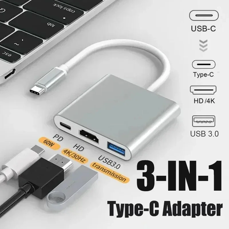 Adaptador Compatible con 4K tipo C a HDMI, concentrador USB 3,1/3,0 tipo C, convertidor de carga para Samsung S23 Ultra, Huawei, Xiaomi, portátil, Macbook