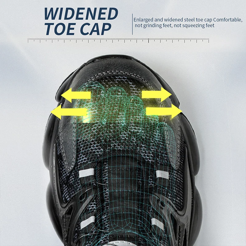 Slack-stab-proof work shoes with elastic buttons and lace-up
