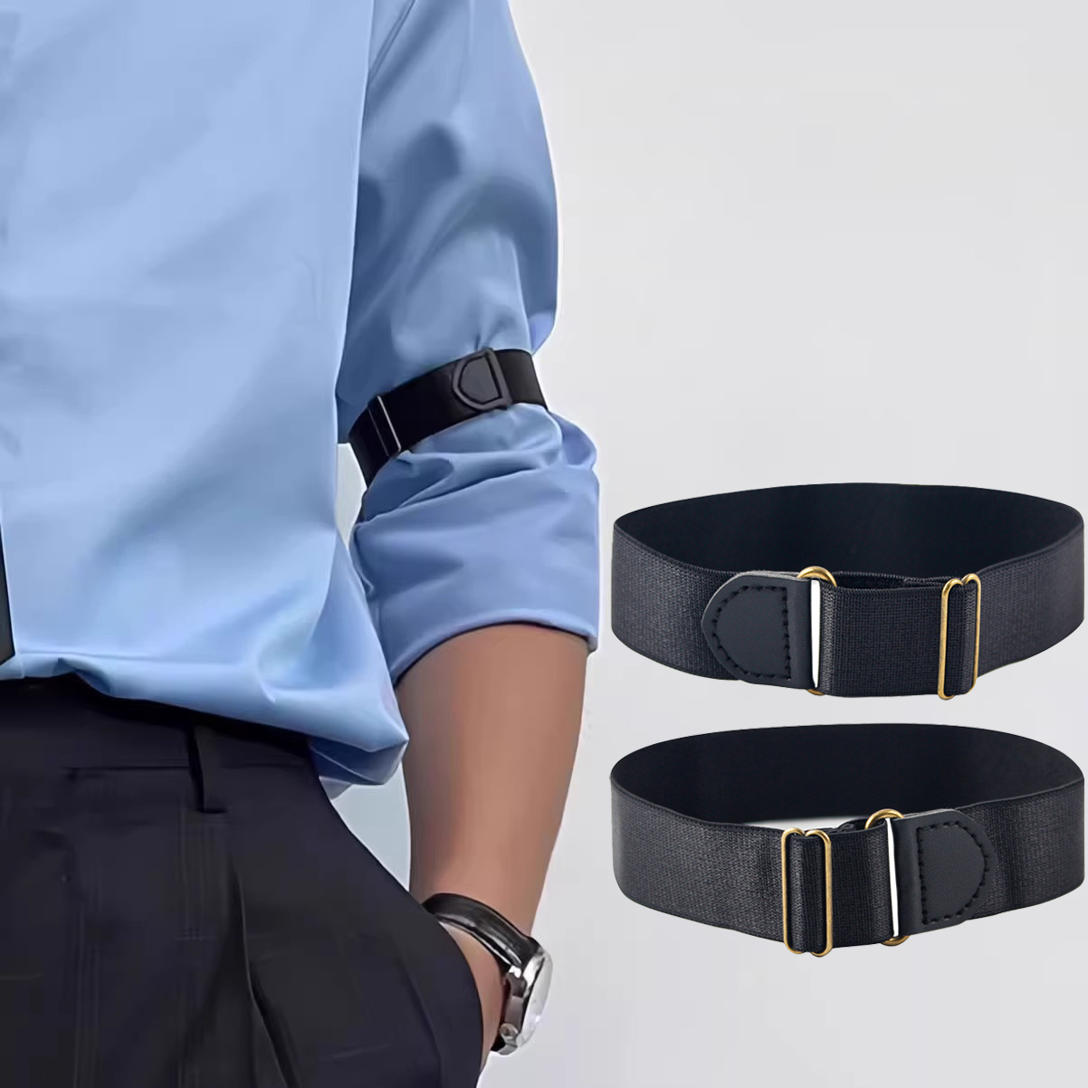 2 unids/par brazalete elástico camisa manga titular ligas para mujeres hombres Formal boda cóctel fiesta evento brazaletes bandas