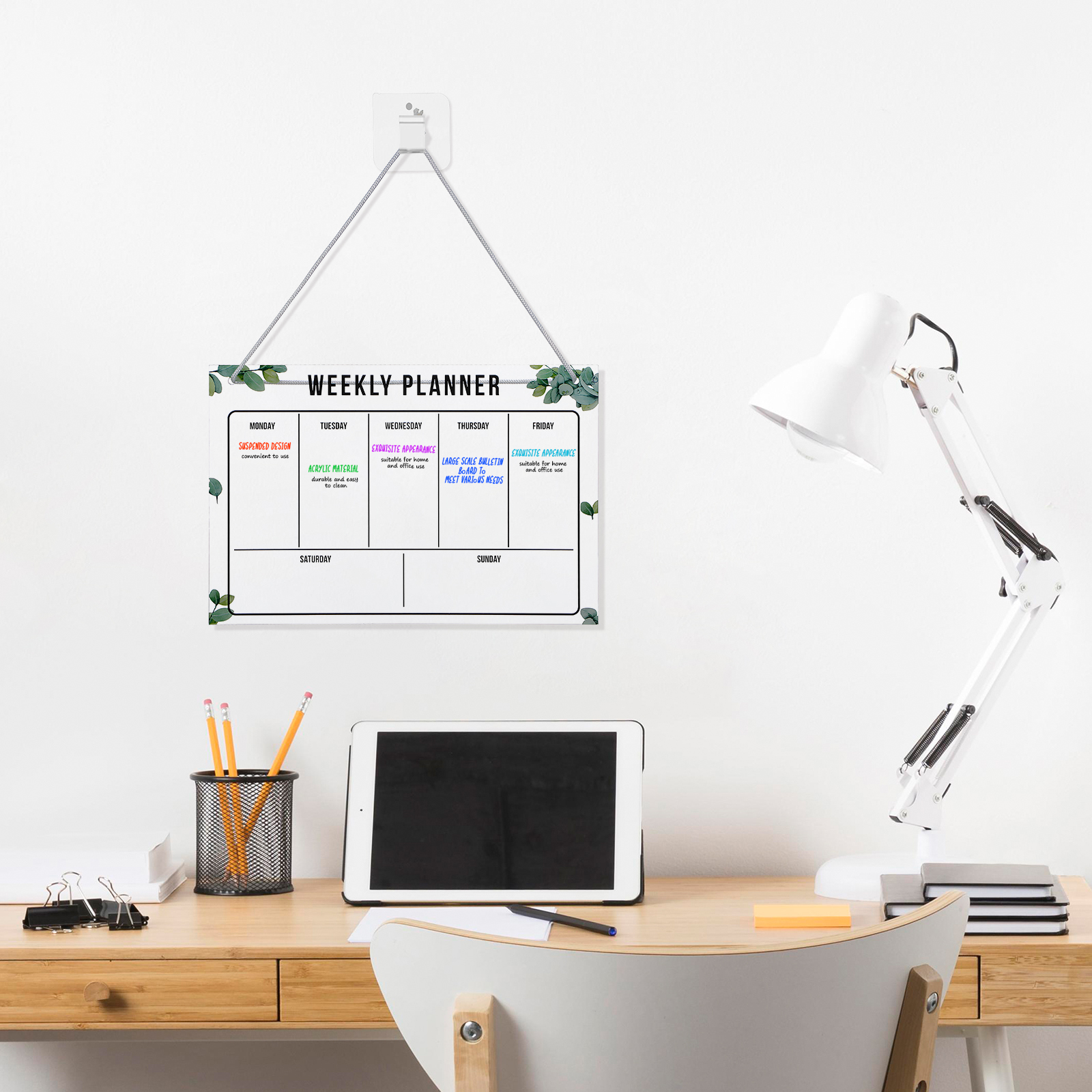 Hanging Acrylic Memo Board Erasable Writing Board Week Plan Whiteboard Home Office School Supply Presentation Supplies