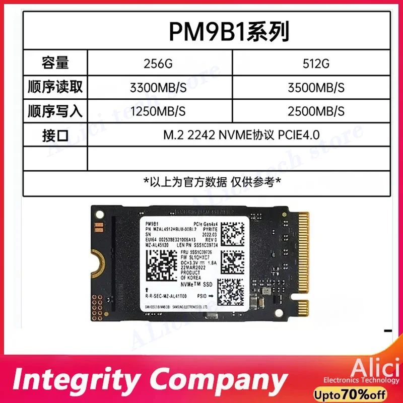 SSD Original para Samsung PM9B1 256G/512G 2242 M.2 PCIE4.0 NVME portátil de escritorio SSD unidad de estado sólido