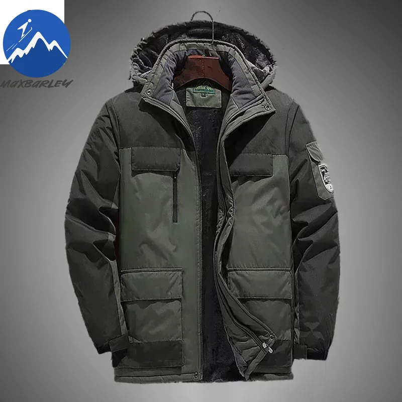 Jaqueta de lã de inverno masculina casual engrossar quente algodão acolchoado jaqueta masculina moda com capuz ao ar livre casaco à prova de vento parkas plus size