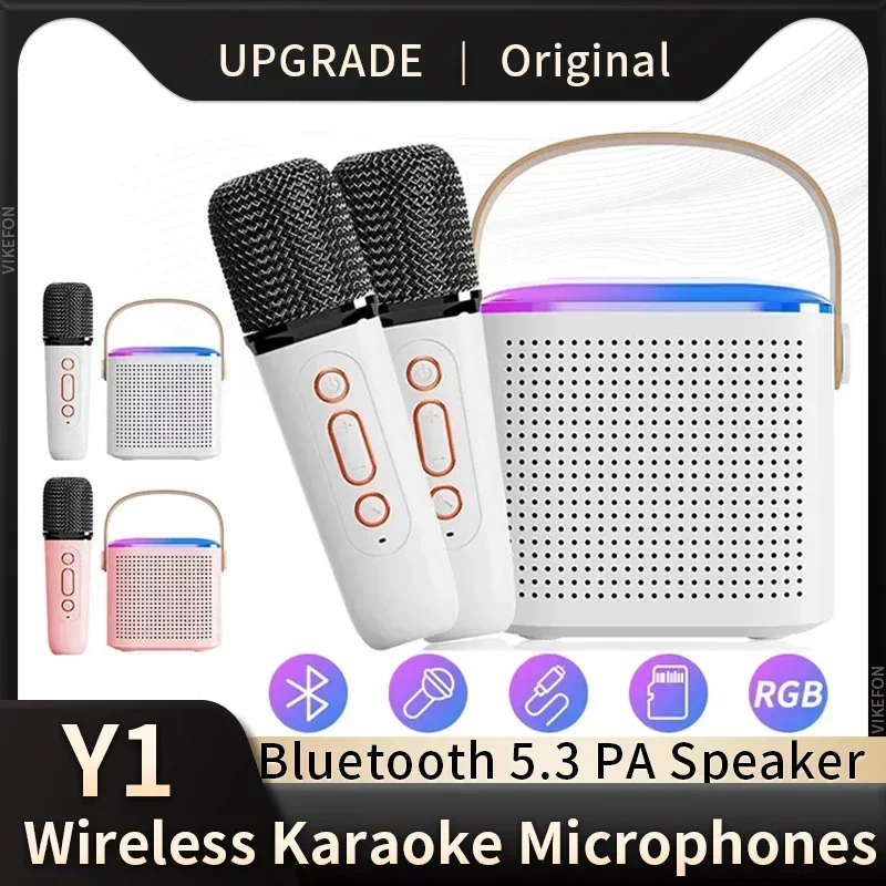 VIKEFON Mini-Karaoke-Maschine, tragbarer LED-Bluetooth-Lautsprecher, geeignet für Geburtstags- und Familienfeiern für Mädchen und Jungen, Mikrofon