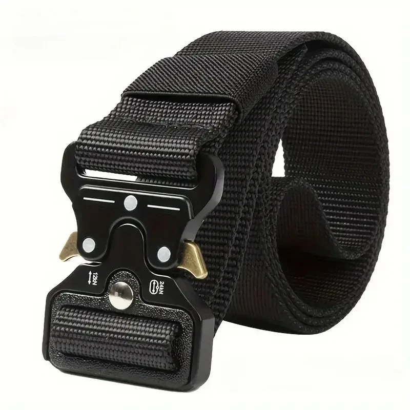Cinturón táctico para hombre, hebilla de liberación rápida, correas de nailon resistentes para equipo de supervivencia de caza al aire libre