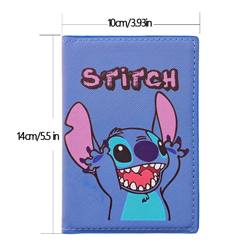2024 Disney Stitch Passport Cover Blue PU Leather Travel Passport Holder For Men Function Business Card Case with 3 card holder