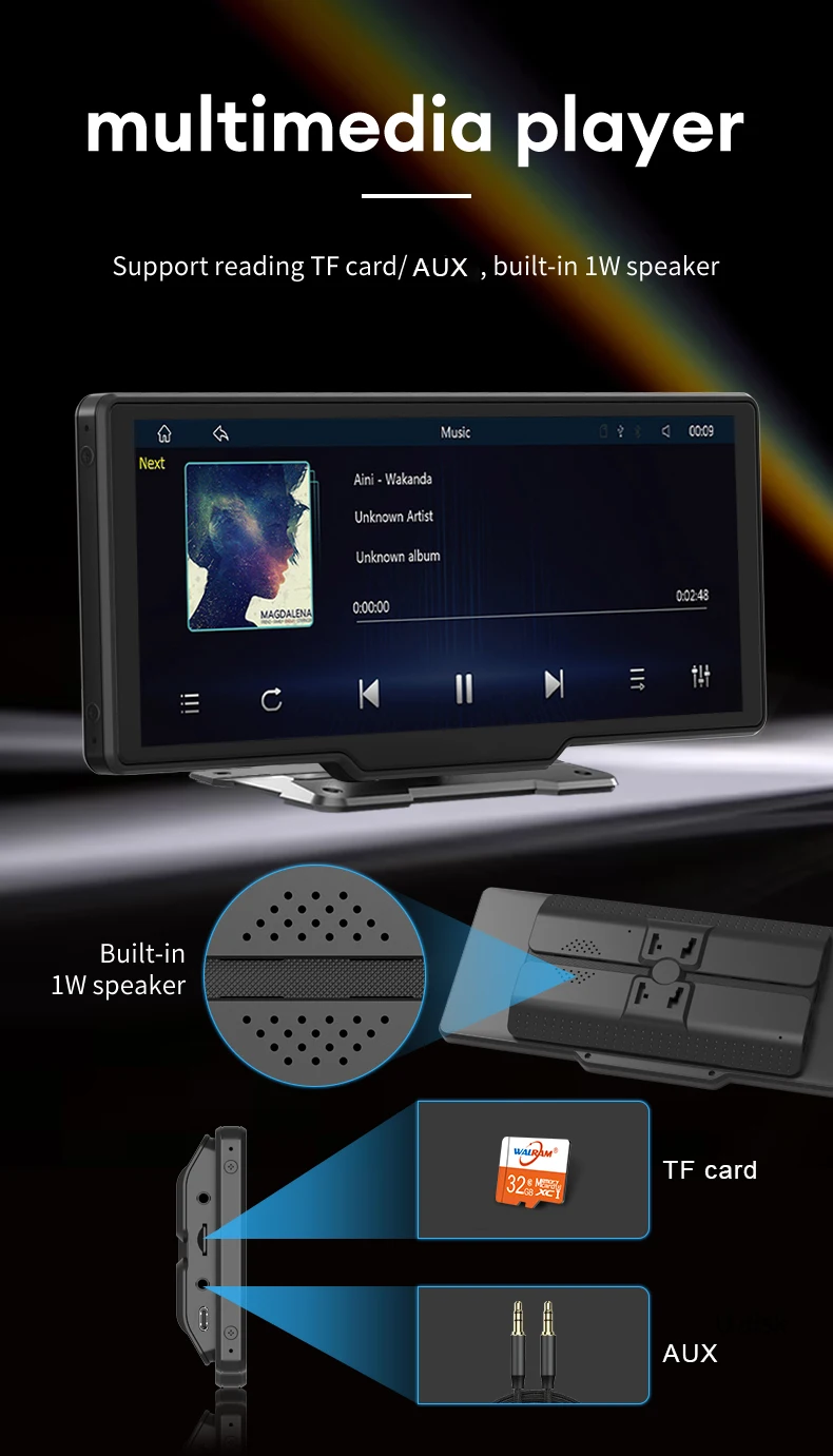 XUDA reproductor multimedia con pantalla táctil de 10,26 pulgadas para coche, Radio portátil con Bluetooth, Carplay, MP5, inalámbrico, para Apple o Android