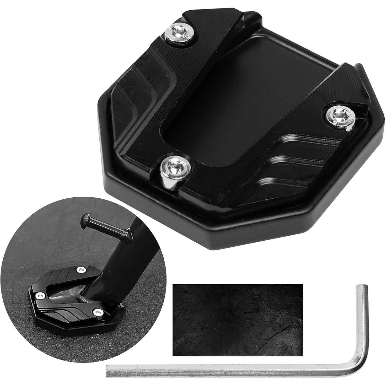 Extensor de pata de cabra Universal para motocicleta, soporte lateral de pie, almohadilla de extensión, placa de soporte, Base agrandada antideslizante