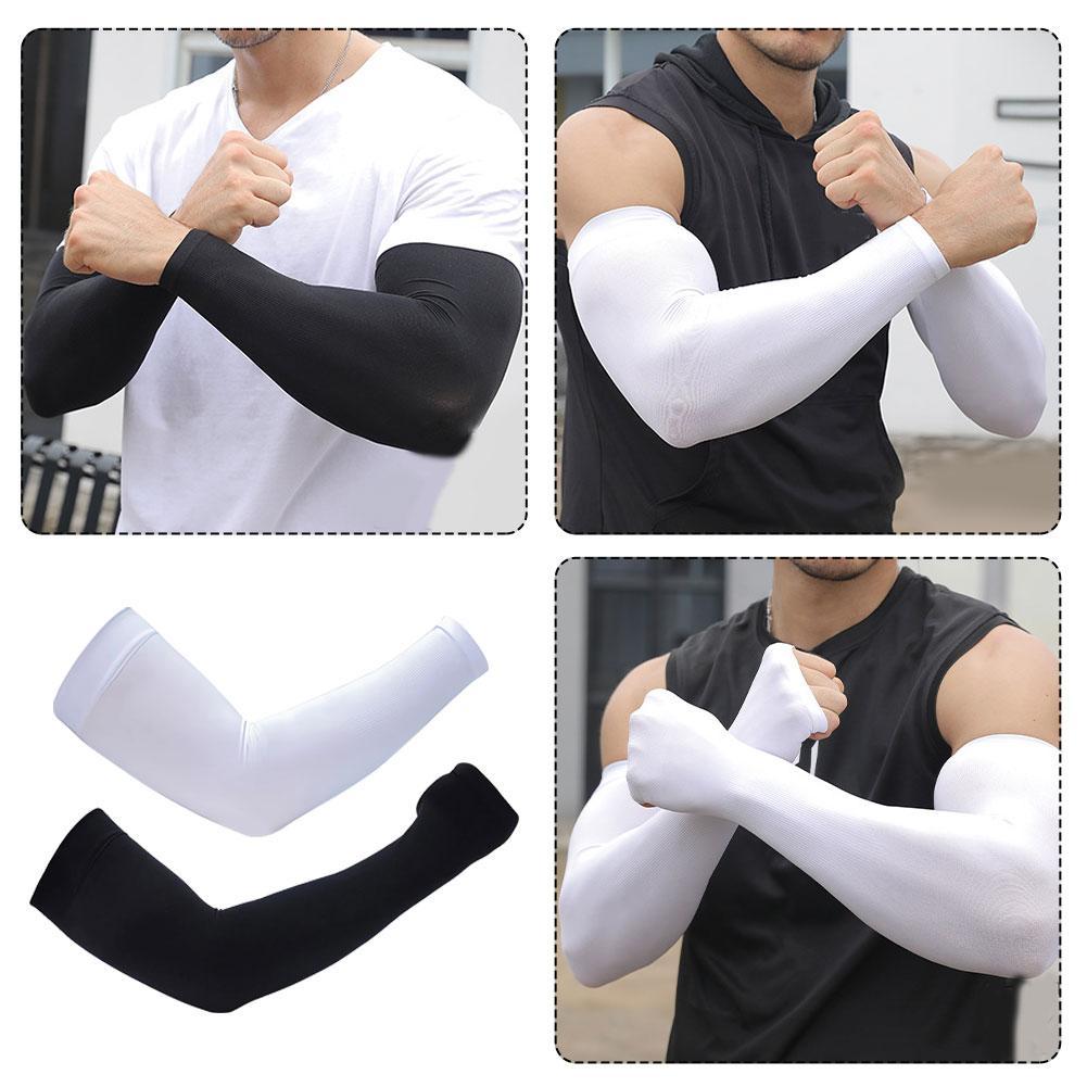 1 Pair Summer Sunscreen Sleeves Ice Silk Men's Plus Size Arm Protection UV Protection Gloves Arm Sleeves Quick Dry Arm Warmer
