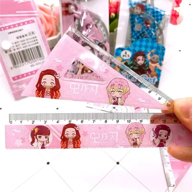 4Pcs/Set Anime Ruler Drawing Measurement Geometry Triangle Ruler Set gifts